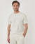 Textured Rib Cotton Crew Neck T-Shirt in Ecru