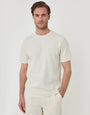 Threadbare Textured Rib Cotton Crew Neck T-Shirt in Ecru - front view
