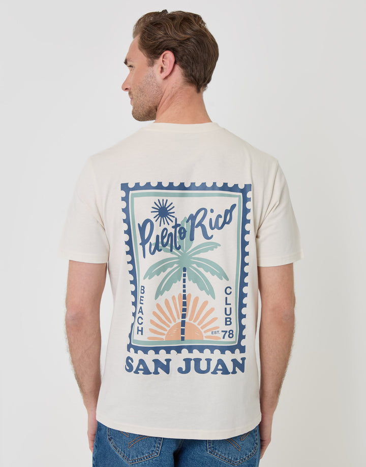 Threadbare Puerto Rico Graphic T-Shirt in Ecru - back view