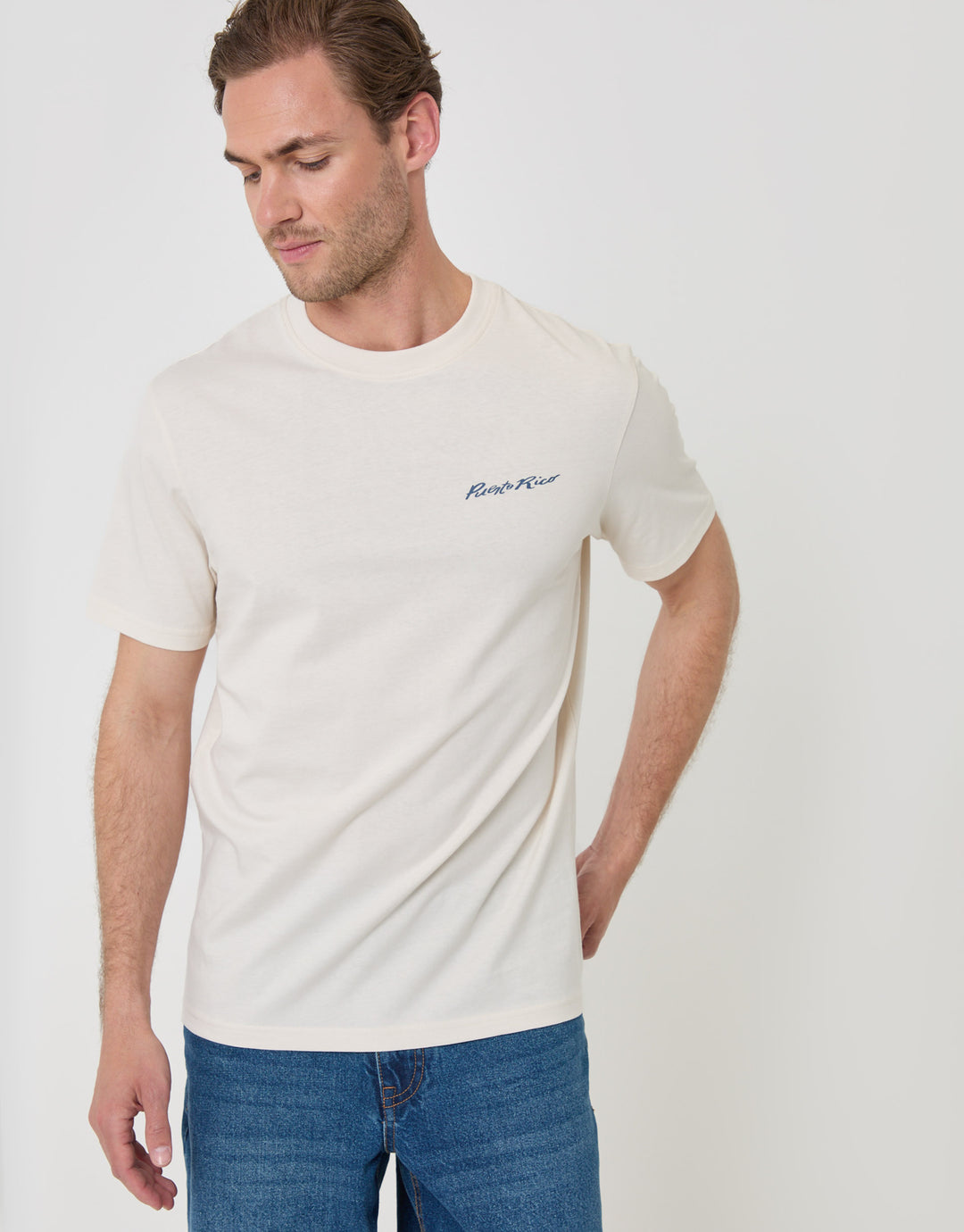 Threadbare Puerto Rico Graphic T-Shirt in Ecru - front view