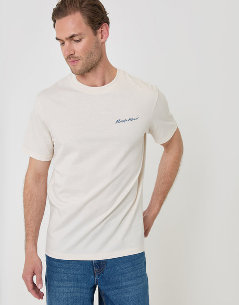 Threadbare Puerto Rico Graphic T-Shirt in Ecru - front view