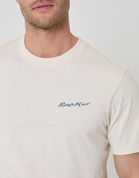Threadbare Puerto Rico Graphic T-Shirt in Ecru - close up