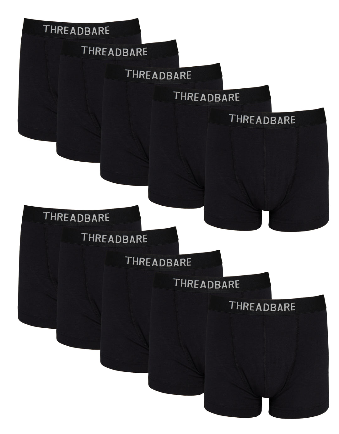 Black Hipster Boxer Shorts (10 Pack)
