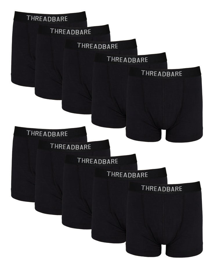 Black Hipster Boxer Shorts (10 Pack)