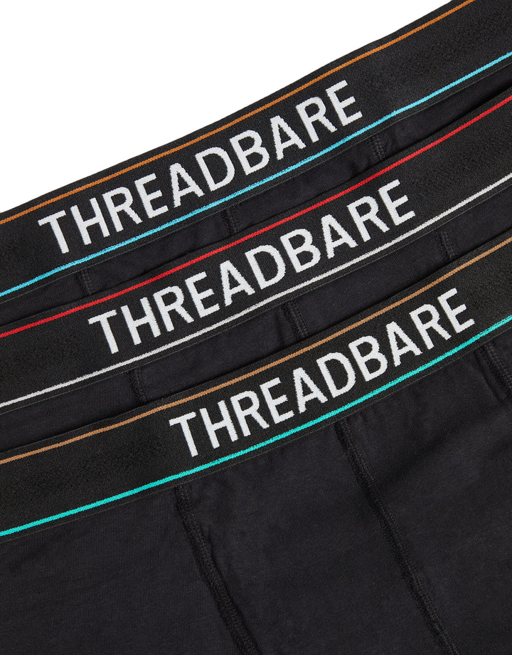 Black Colour Waistband Hipster Boxer Shorts (3 Pack)