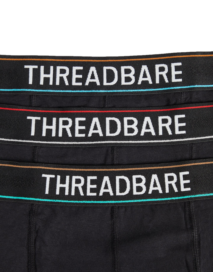 Black Colour Waistband Hipster Boxer Shorts (3 Pack)