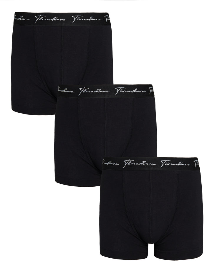 Black Hipster Fit Script Logo Boxer Shorts (3 Pack)