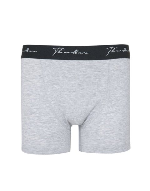 Threadbare Hipster Fit Script Boxer Shorts in Grey Marl - flat lay