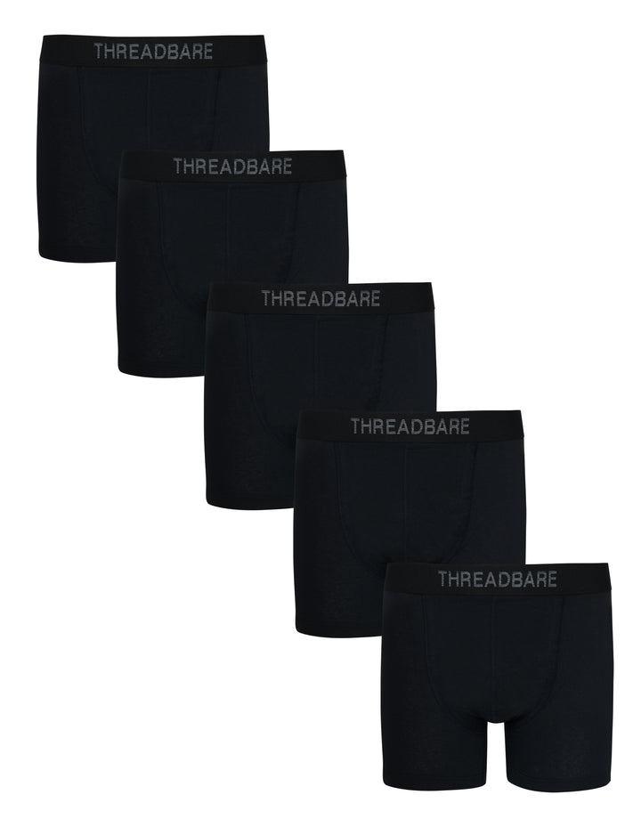 Black Hipster Fit Boxer Shorts (5 Pack)