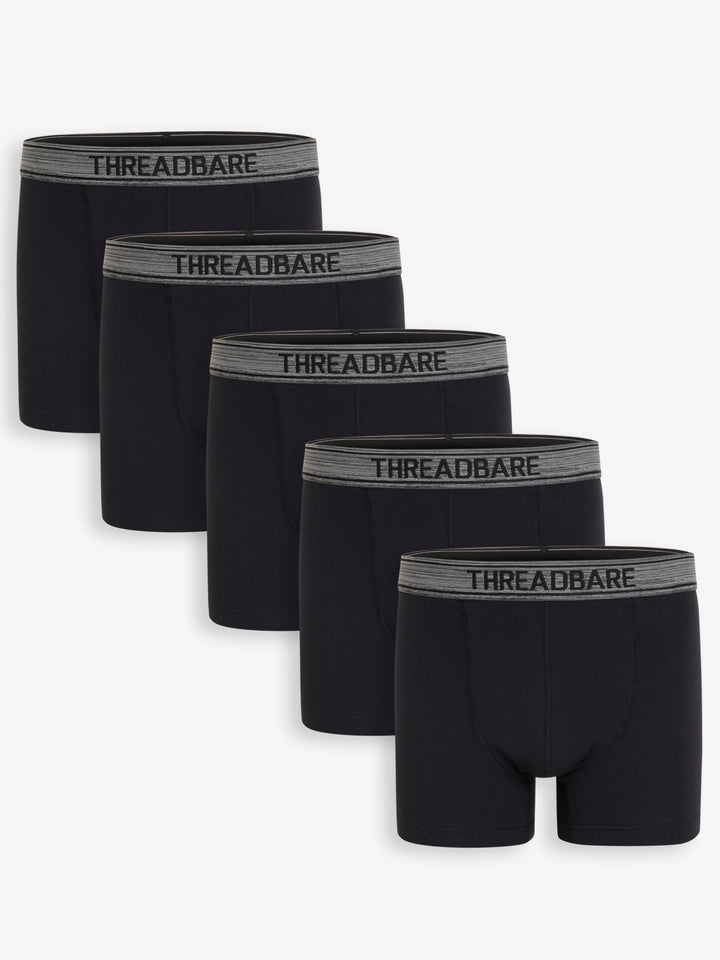 Black Hipster Fit Boxer Shorts (5 Pack)