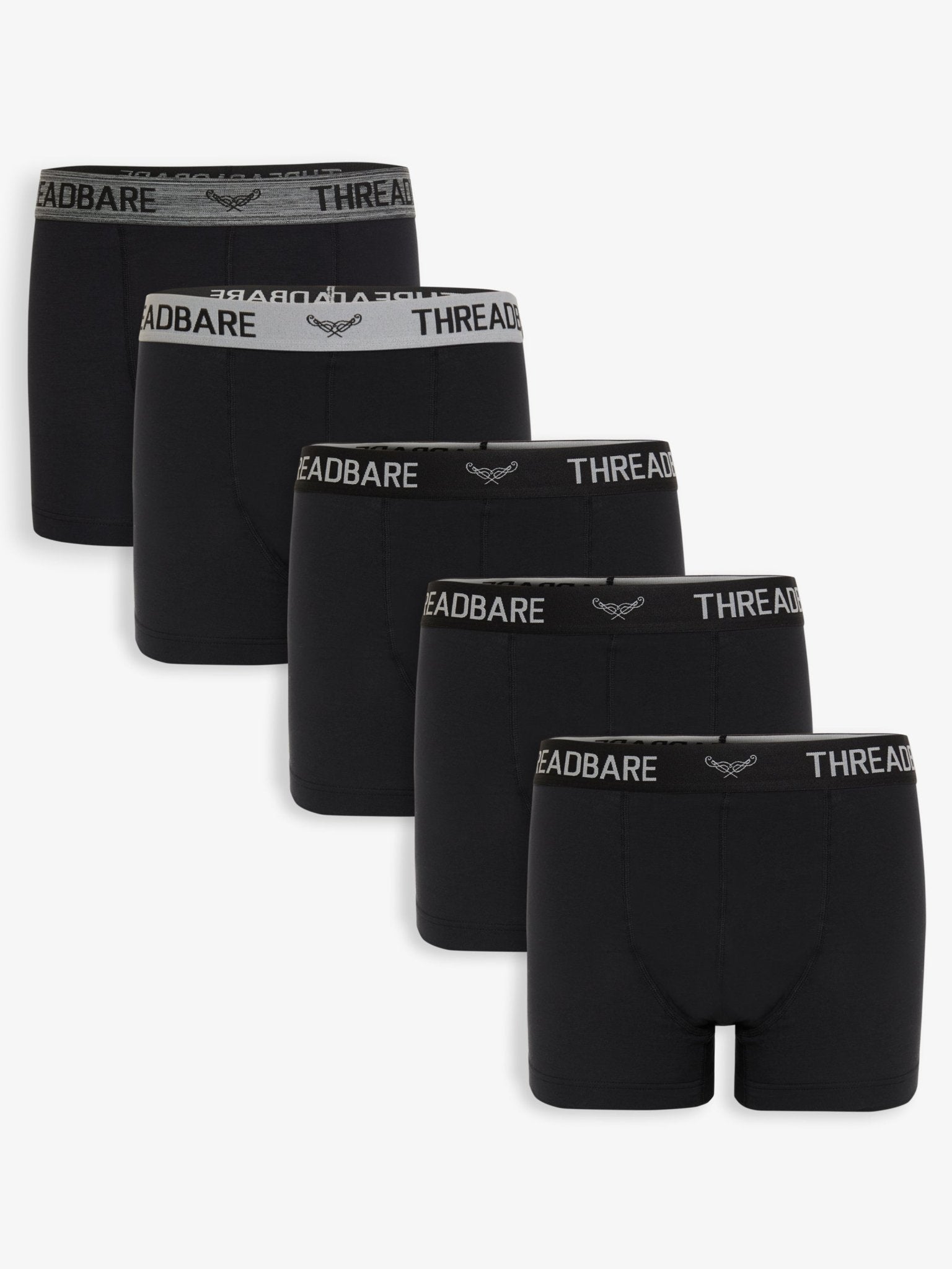 Threadbare Men's 5 Pack Hipster Fit Boxer Shorts in Black