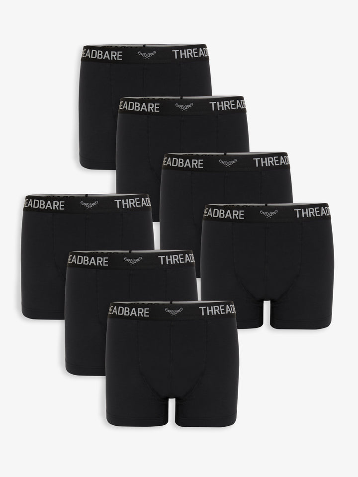 Black Hipster Fit Boxer Shorts (7 Pack)