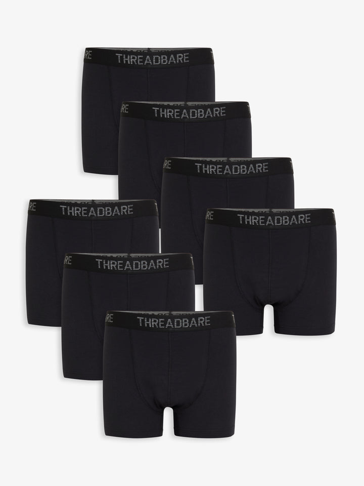 Black Hipster Fit Boxer Shorts (7 Pack)