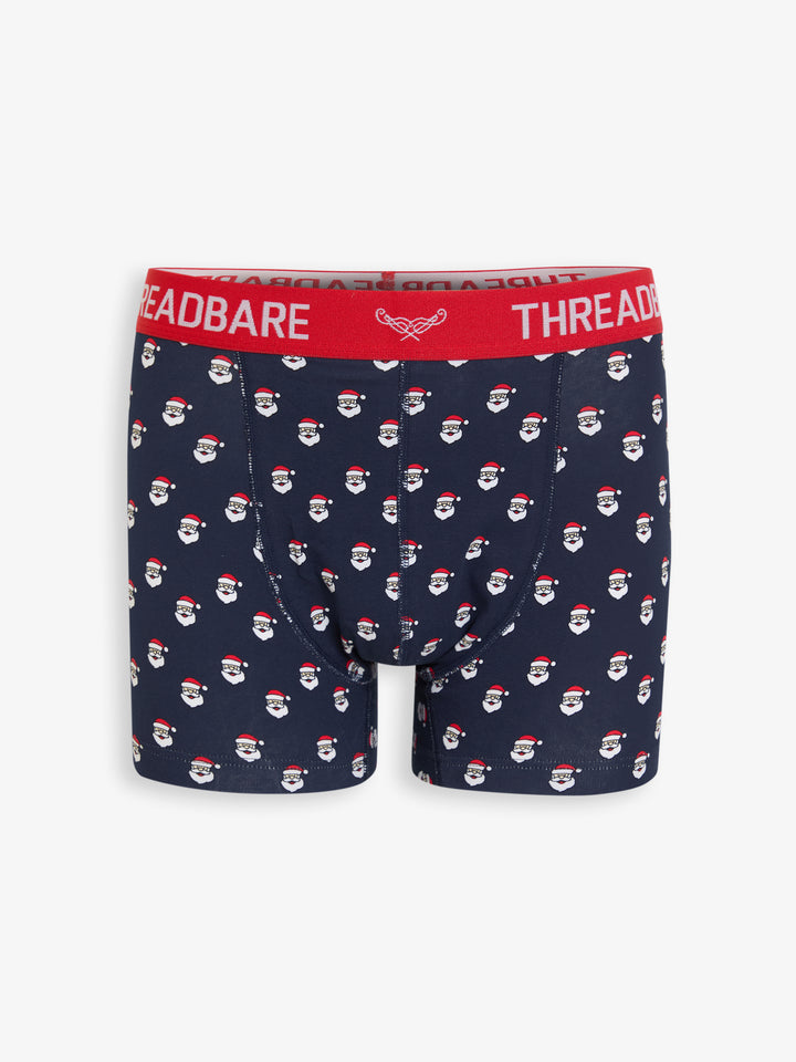 Navy Christmas Print Hipster Fit Boxer Shorts (3 Pack)
