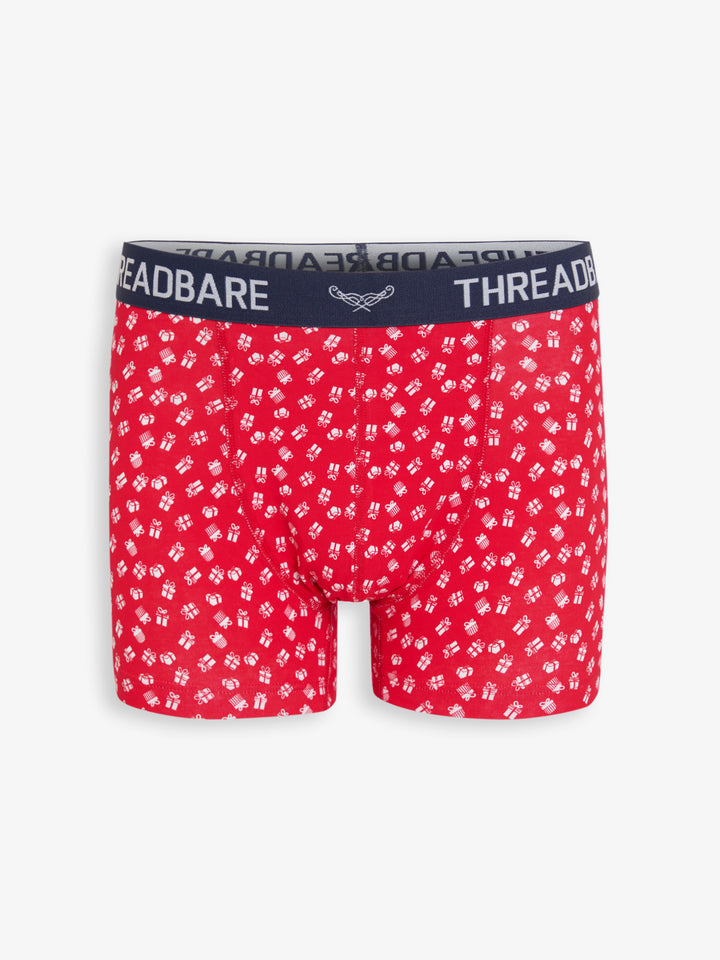 Navy Christmas Print Hipster Fit Boxer Shorts (3 Pack)