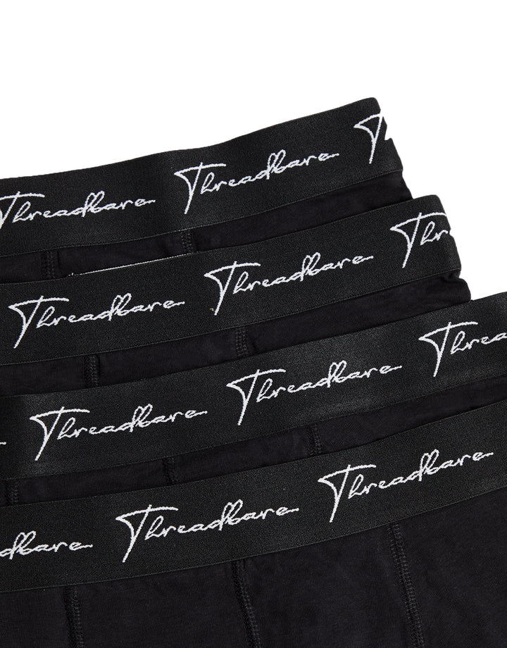 Black Hipster Fit Script Logo Boxer Shorts (4 Pack)