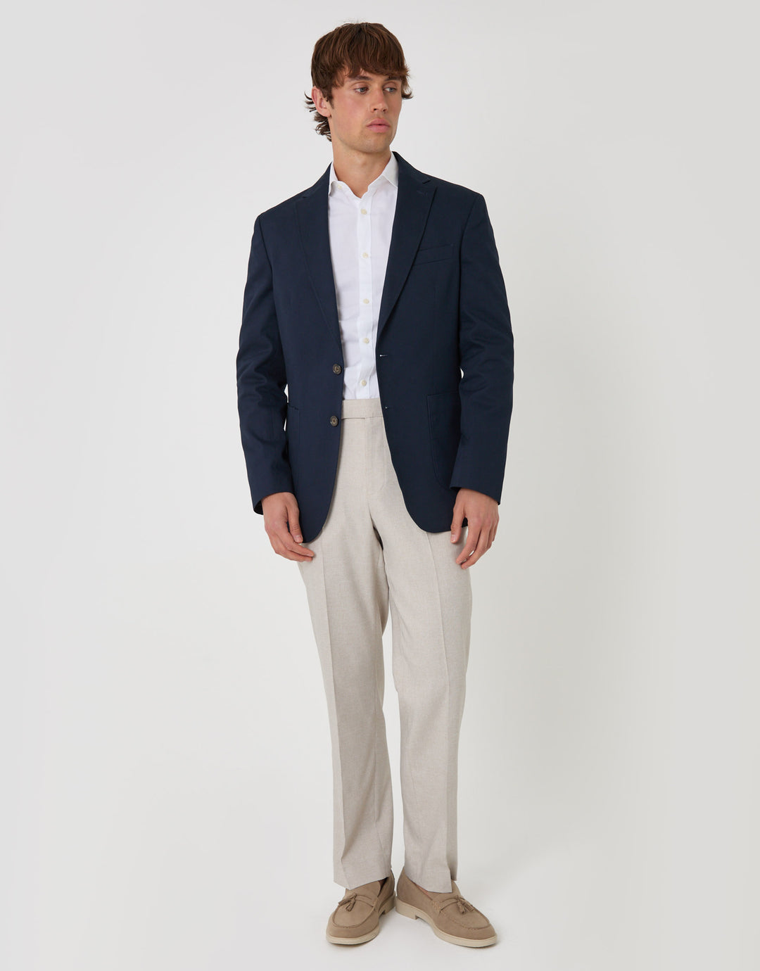 Threadbare Regular Fit Cotton Blazer in Navy - full body