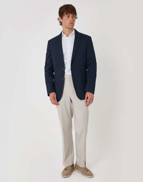 Threadbare Regular Fit Cotton Blazer in Navy - full body