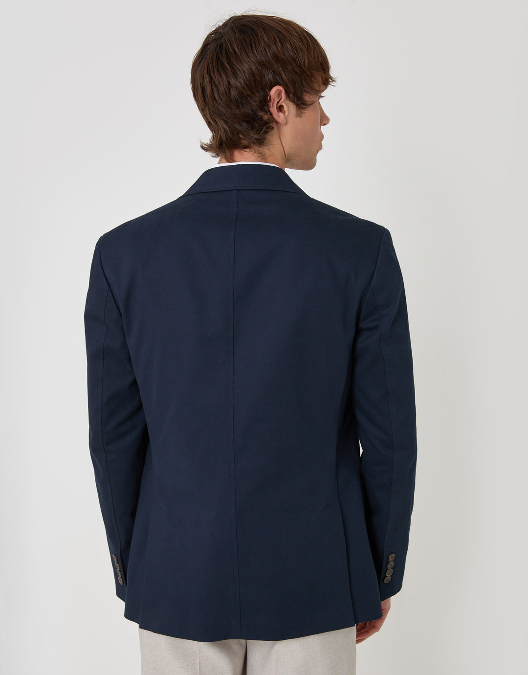 Threadbare Regular Fit Cotton Blazer in Navy - back view