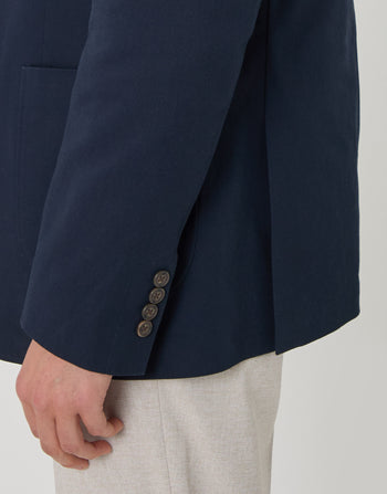 Threadbare Regular Fit Cotton Blazer in Navy - cuff detail