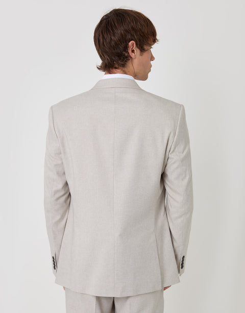 Threadbare Regular Fit Single Breasted Blazer in Stone - back view