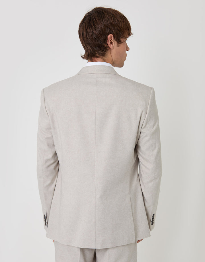 Threadbare Regular Fit Single Breasted Blazer in Stone - back view