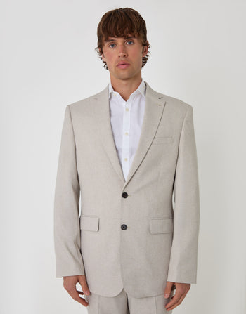 Threadbare Regular Fit Single Breasted Blazer in Stone - front view