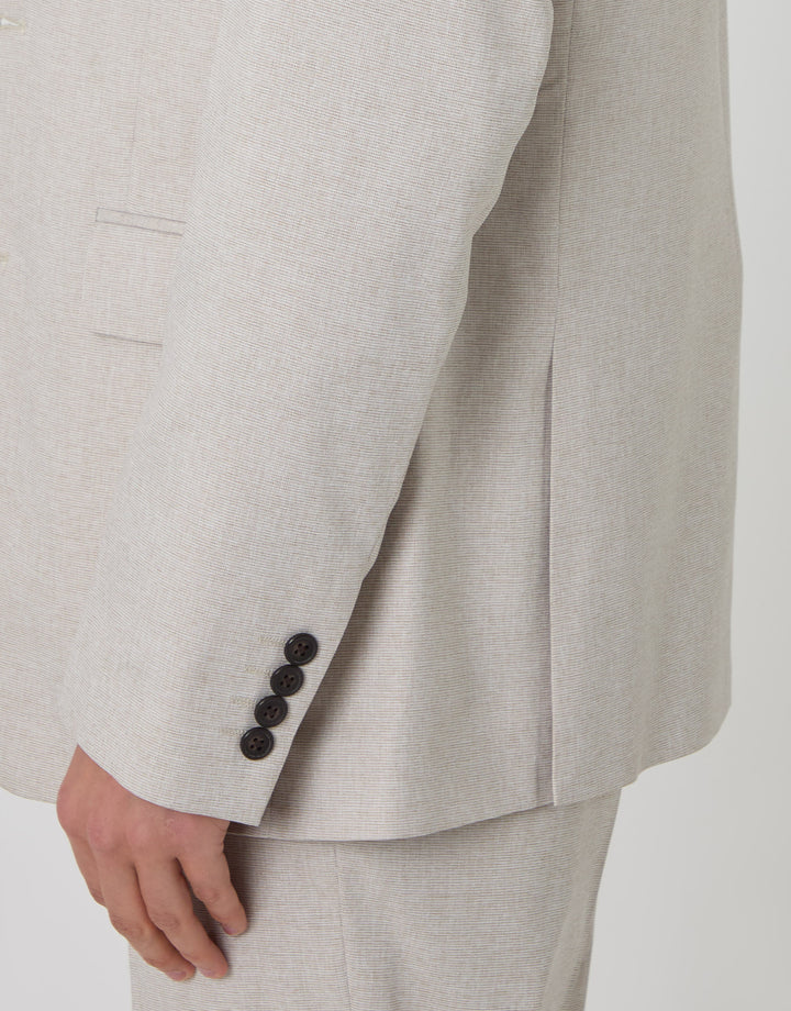 Threadbare Regular Fit Single Breasted Blazer in Stone - cuff detail