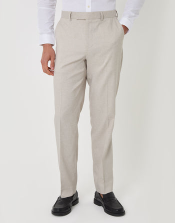 Threadbare Tailored Fit Suit Trousers in Stone - front view