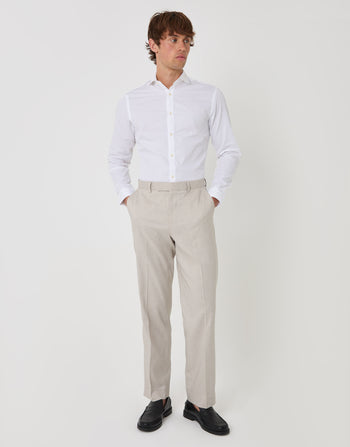 Threadbare Tailored Fit Suit Trousers in Stone - full body
