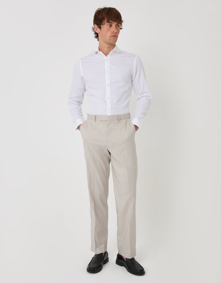 Threadbare Tailored Fit Suit Trousers in Stone - full body