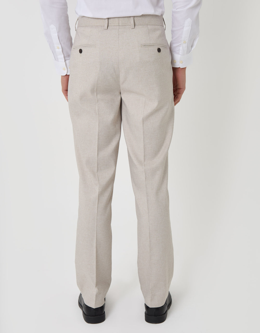 Threadbare Tailored Fit Suit Trousers in Stone - back view