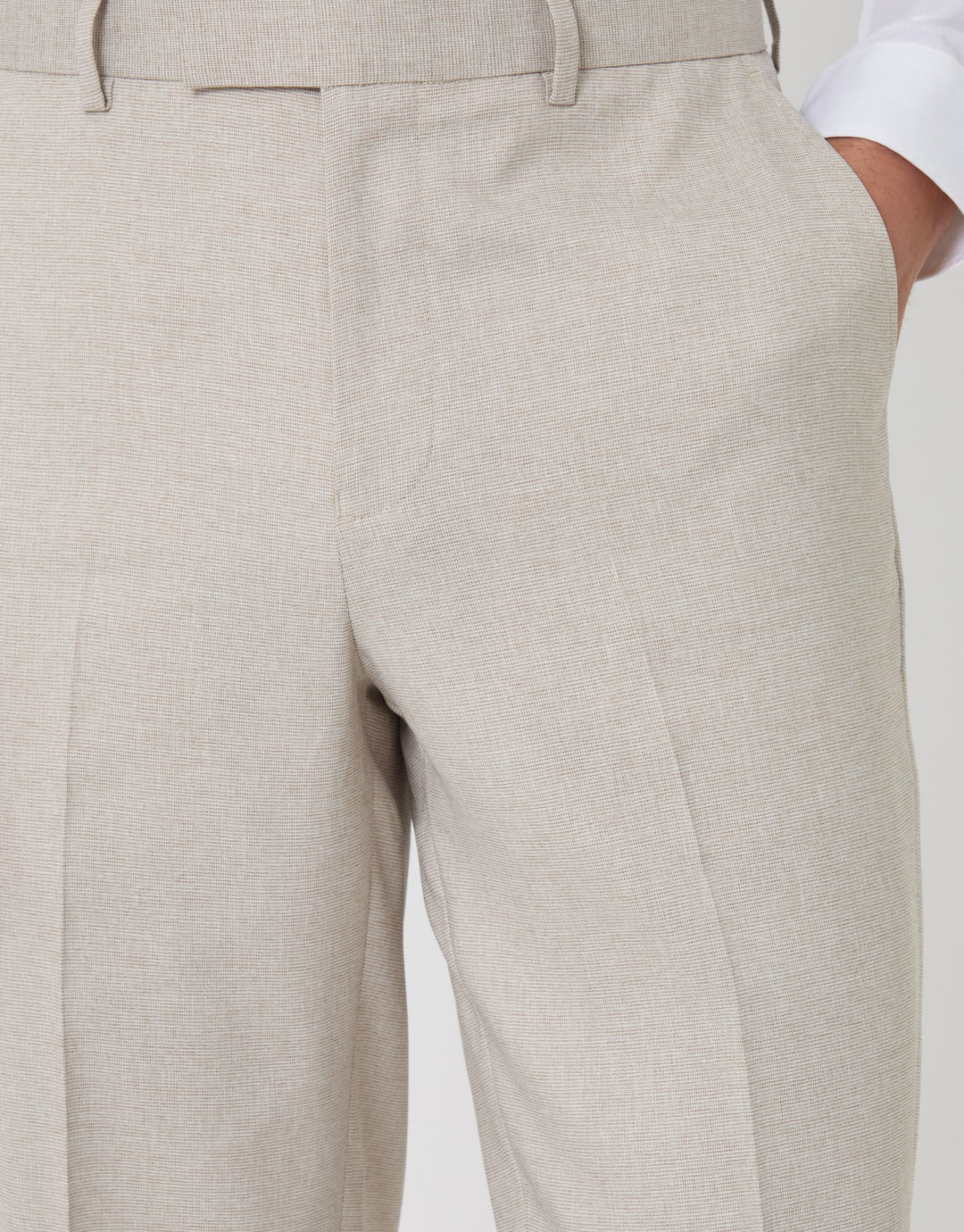 Threadbare Tailored Fit Suit Trousers in Stone - close up