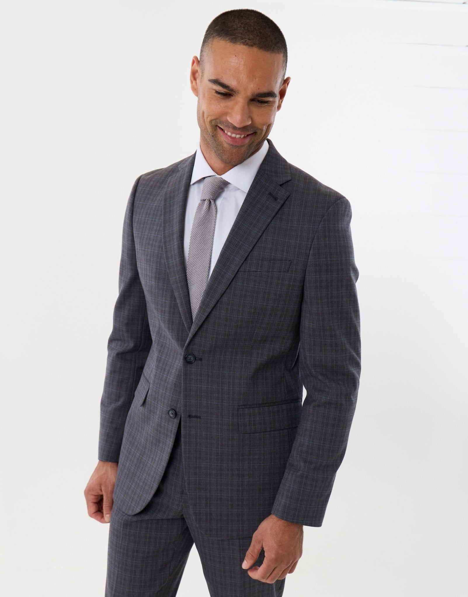 Tailored Fit Cotton Rich Blazer in Grey Check