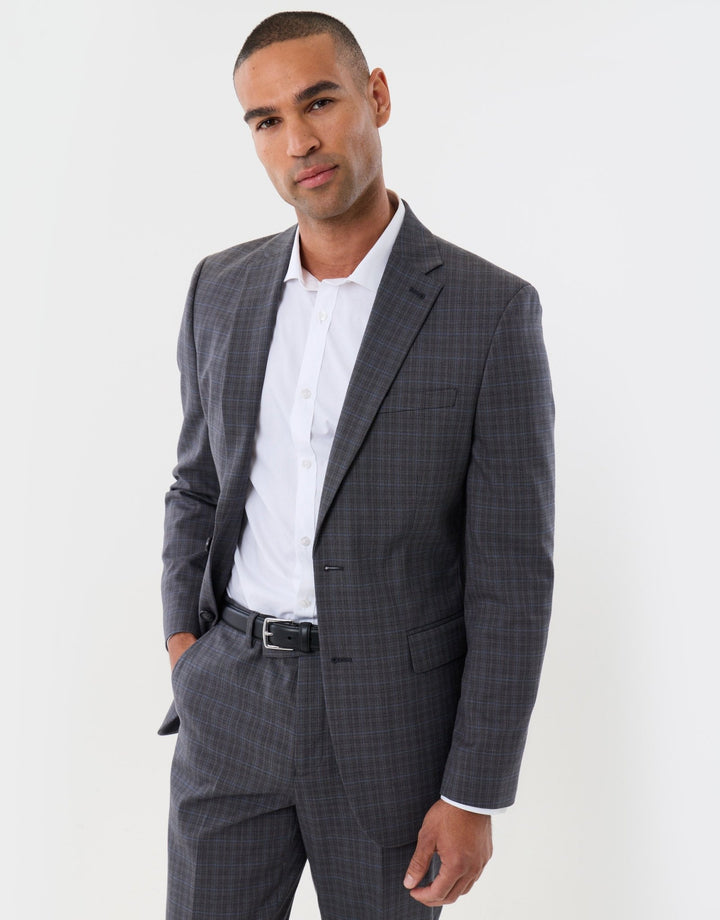 Tailored Fit Cotton Rich Blazer in Grey Check