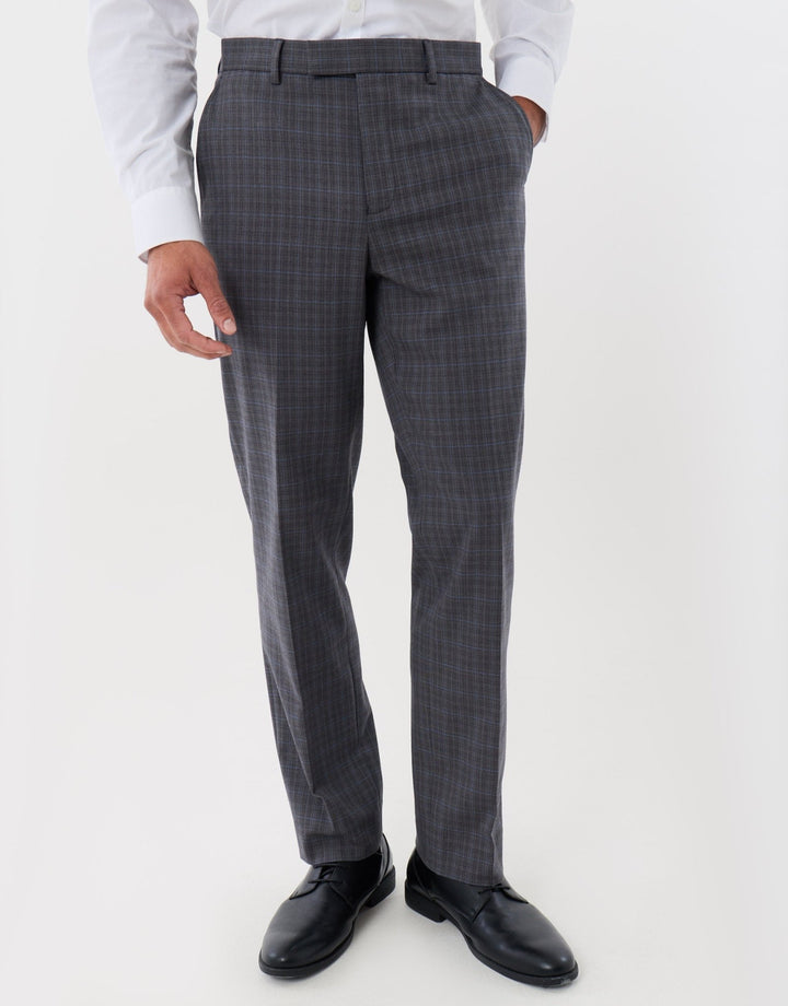 Tailored Fit Suit Trousers in Grey Check