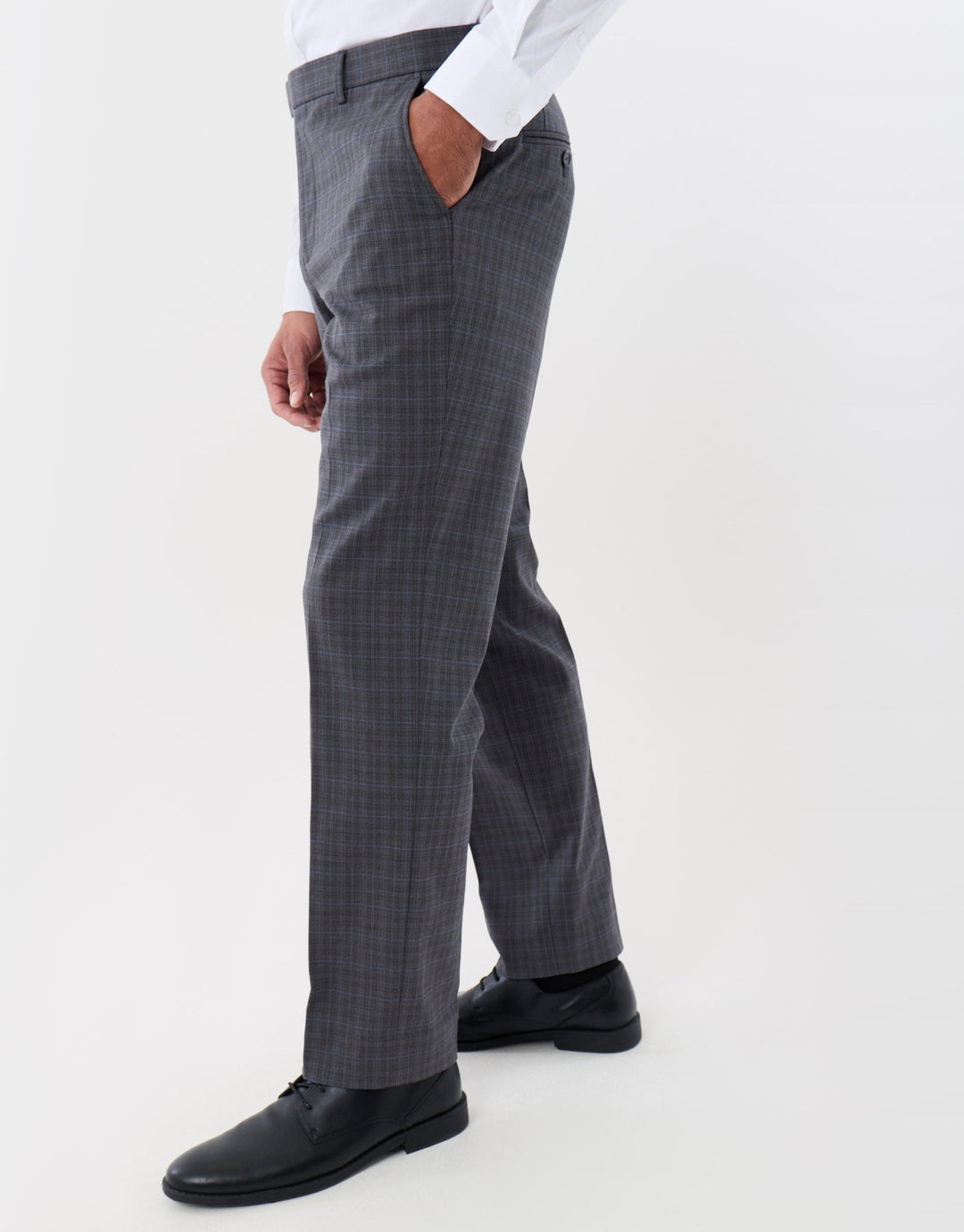 Tailored Fit Suit Trousers in Grey Check