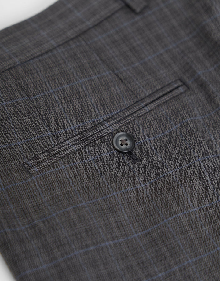 Tailored Fit Suit Trousers in Grey Check
