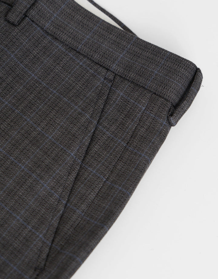Tailored Fit Suit Trousers in Grey Check