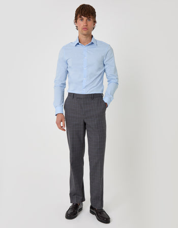 Threadbare Tailored Fit Suit Trousers in Grey Check - full body