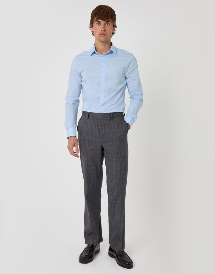 Threadbare Tailored Fit Suit Trousers in Grey Check - full body