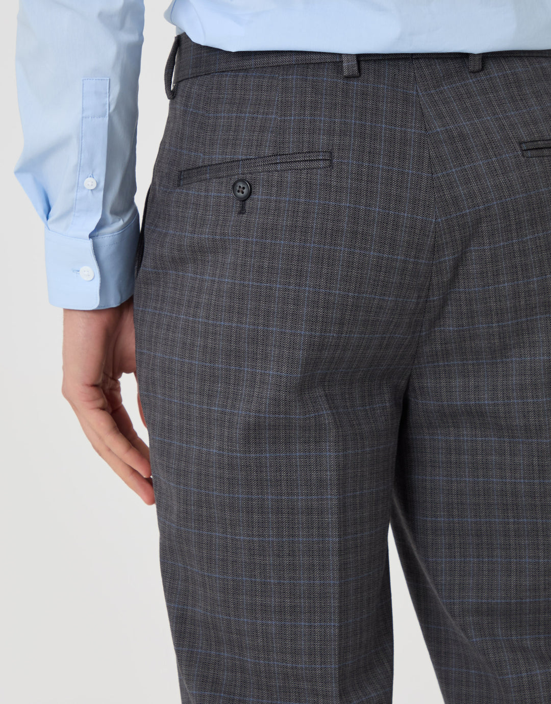 Threadbare Tailored Fit Suit Trousers in Grey Check - back detail