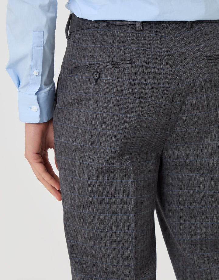 Threadbare Tailored Fit Suit Trousers in Grey Check - back detail