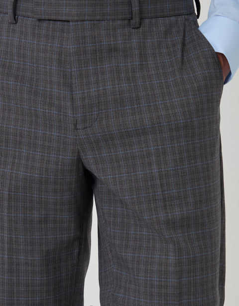 Threadbare Tailored Fit Suit Trousers in Grey Check - close up