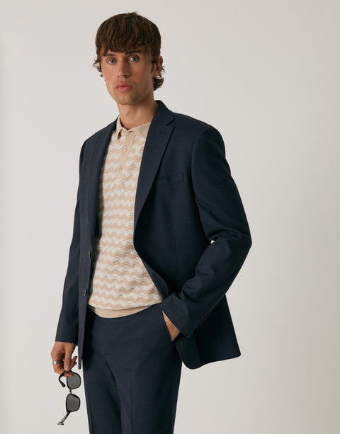 Threadbare Regular Fit Single Breasted Blazer in Navy - campaign shot