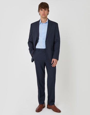 Threadbare Regular Fit Single Breasted Blazer in Navy - full body