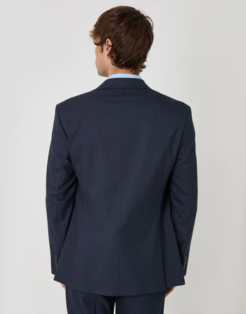 Threadbare Regular Fit Single Breasted Blazer in Navy - back view