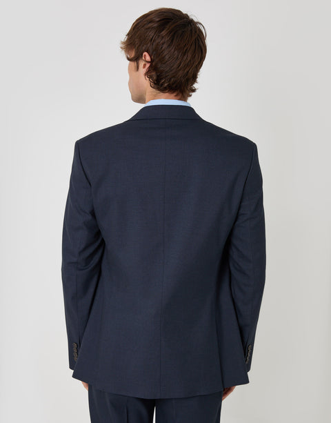 Threadbare Regular Fit Single Breasted Blazer in Navy - back view