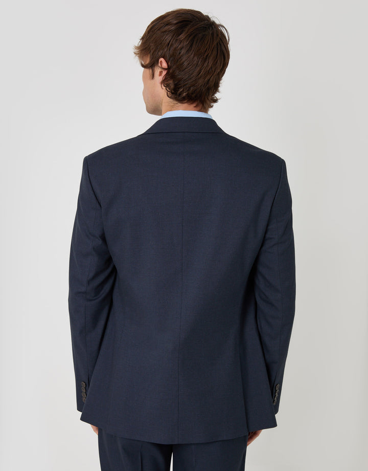 Threadbare Regular Fit Single Breasted Blazer in Navy - back view