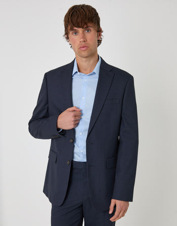 Threadbare Regular Fit Single Breasted Blazer in Navy - front view